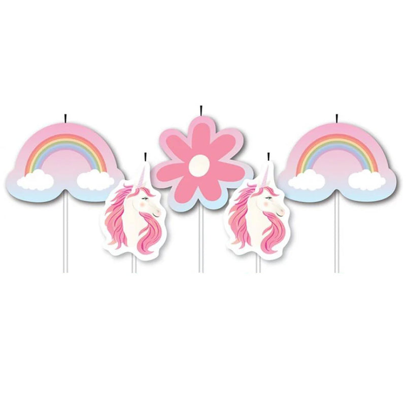 Unicorn Rainbow Candles 5pk