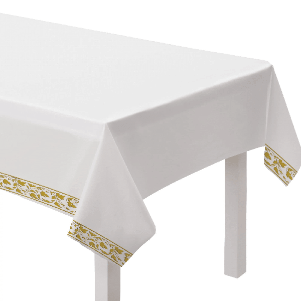 White Paper Tablecover with Gold Rim