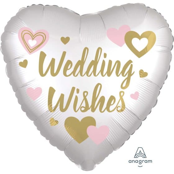 Wedding Wishes 45cm Heart Shaped Foil Balloon