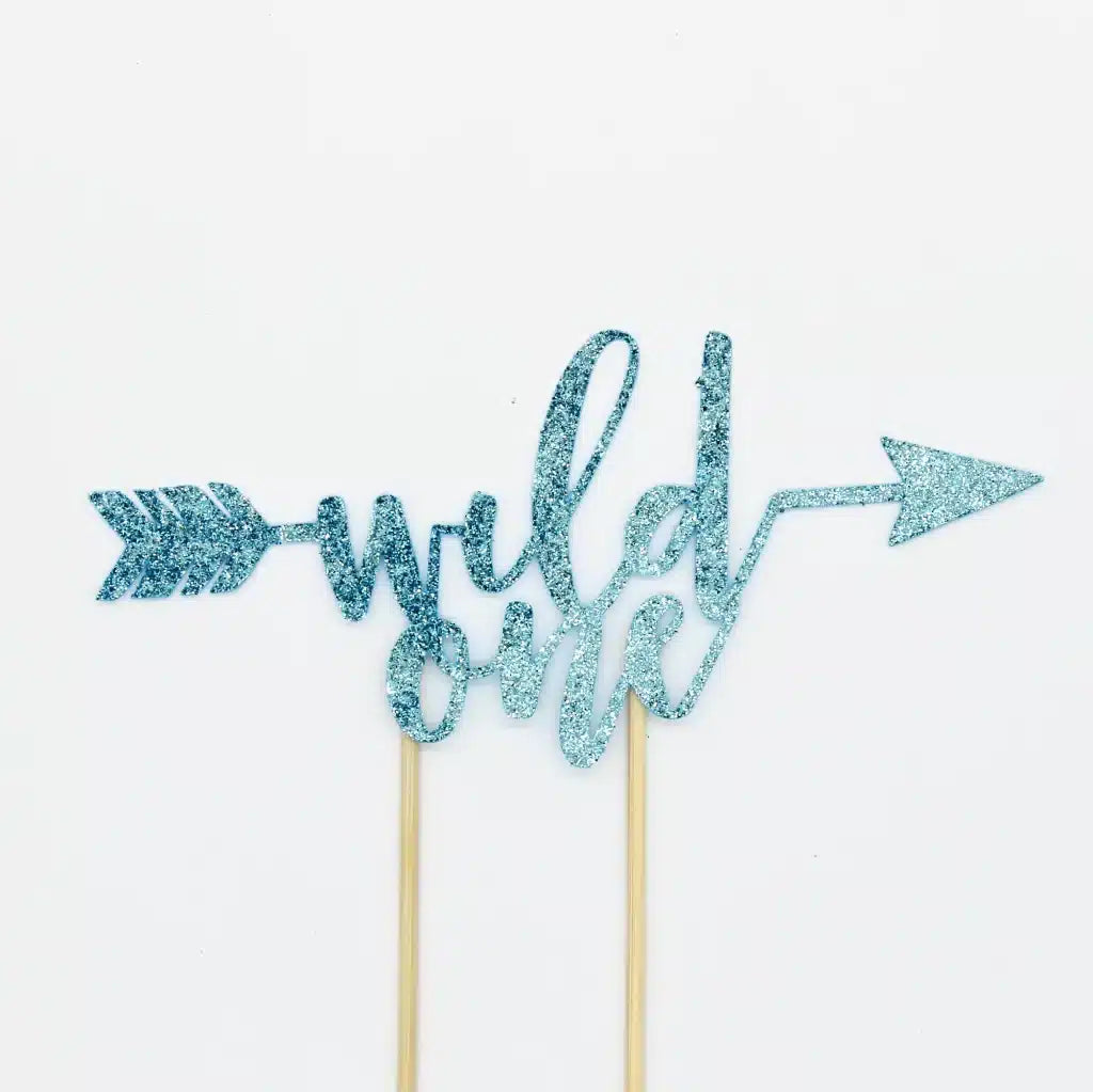 One Glitter Cardboard Cake Topper Gold