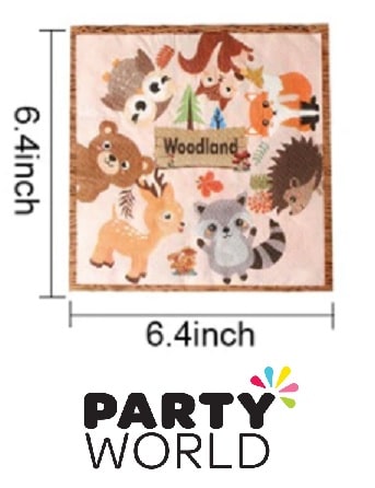 Woodland Forest Animal Pink Party Paper Napkins (10)