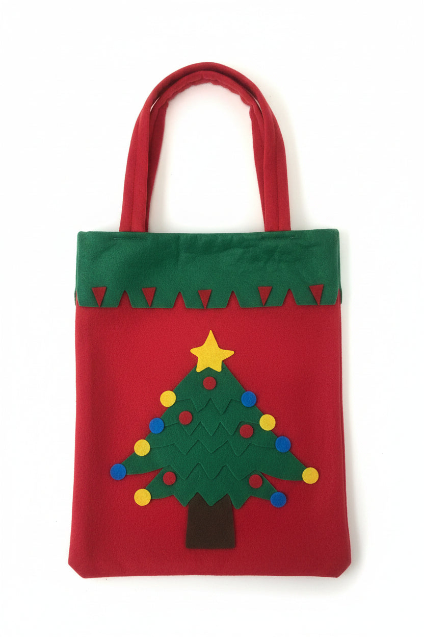 Xmas Tree Felt Christmas Bag 21.5 x 26 cm