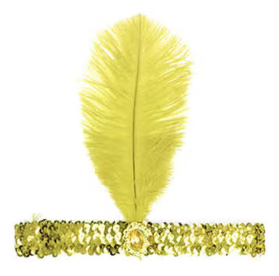 Yellow Charleston Flapper Headpiece with gold detail