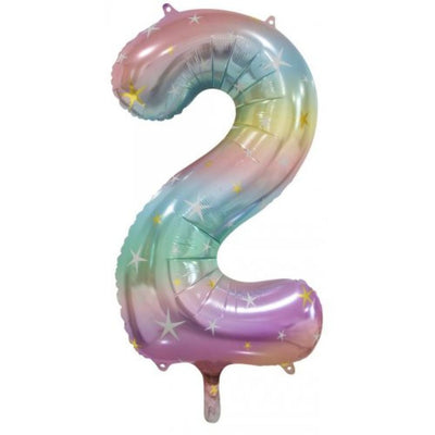 Foil Balloon Number Rainbow "2" image 0