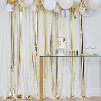White, Cream and Gold Streamer Backdrop