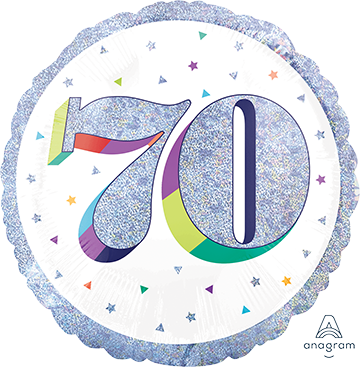 Foil Balloon 70th - Prismatic Silver image 0