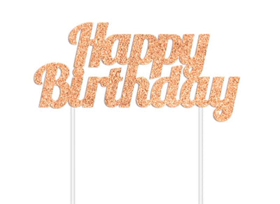 Cake Topper Happy Birthday Rose Gold Glitter image 0