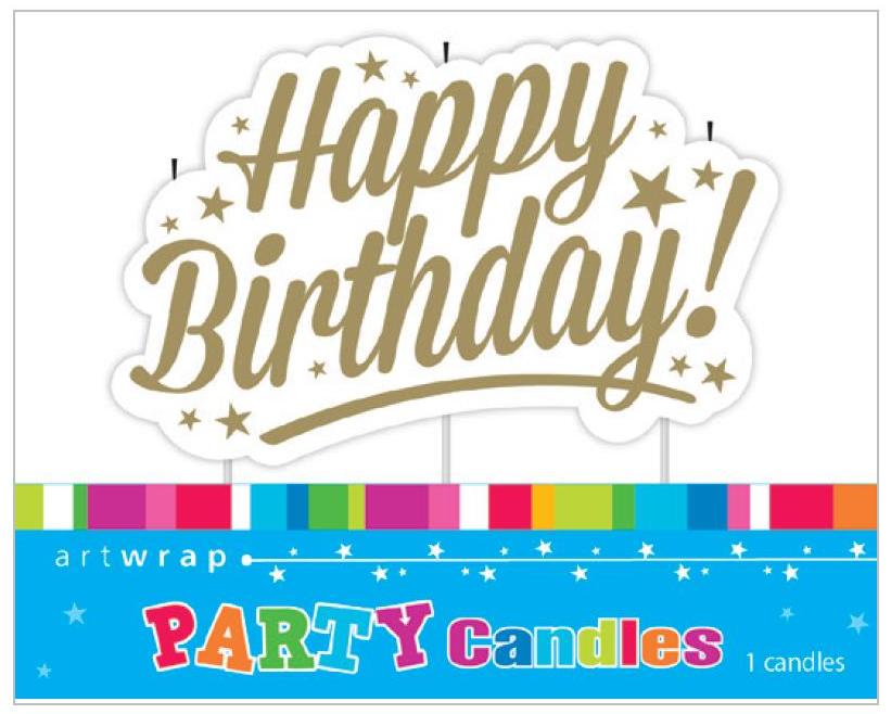 Happy Birthday Candle Gold Stars image 0