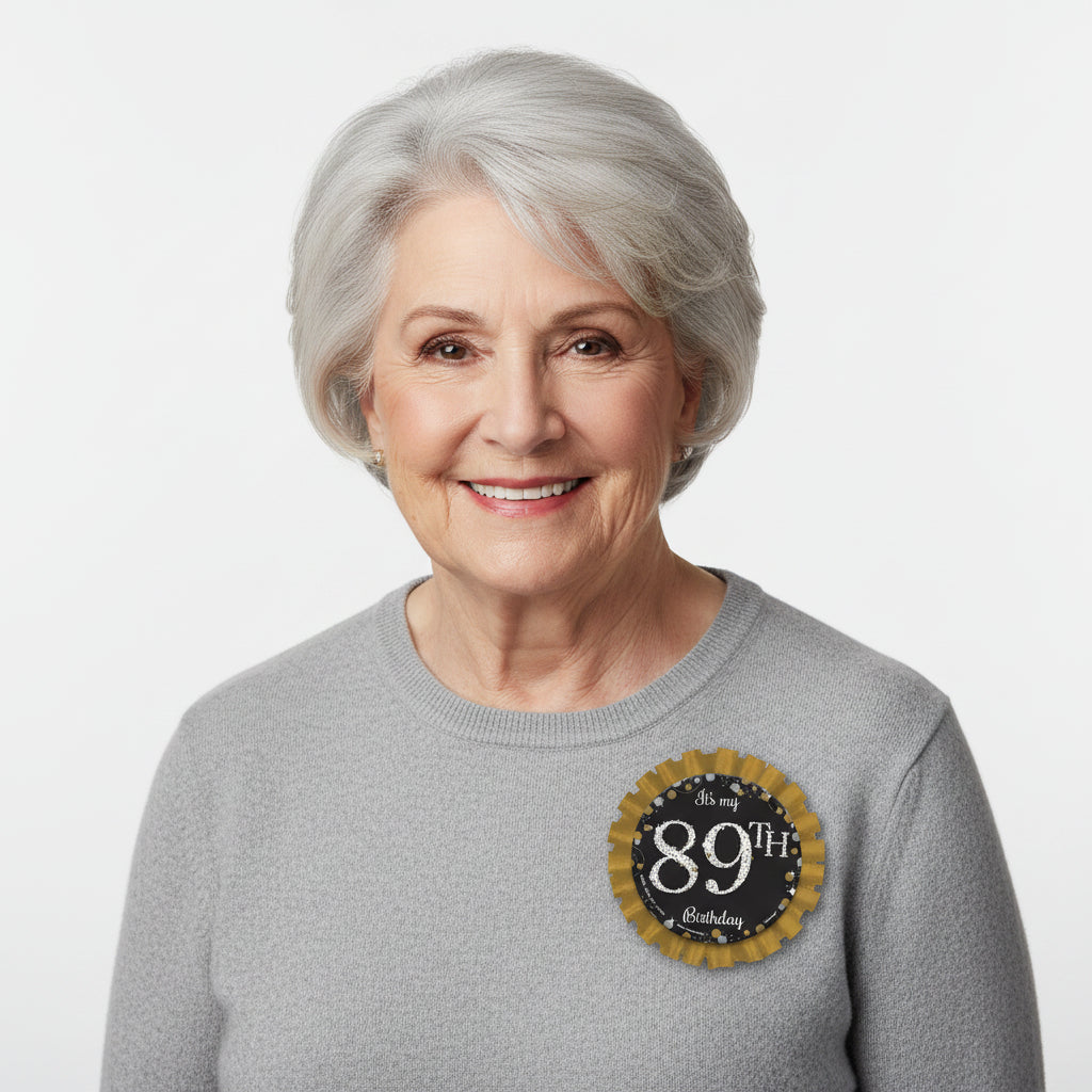 Add Any Age Badge - Black &amp; Gold Rosette