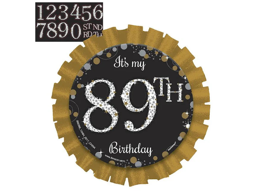 Add Any Age Badge - Black &amp; Gold Rosette