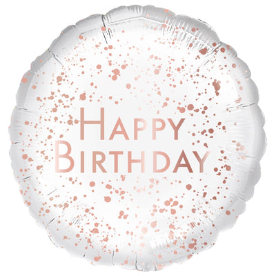 Foil Balloon 18"Happy Birthday Rose Gold Splatter image 0