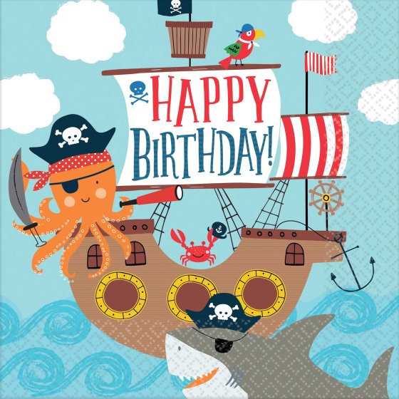 Ahoy Pirate Happy Birthday Napkins 16pk
