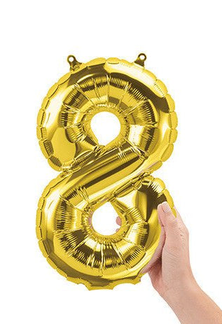 Gold Foil Number Balloon (35cm)14in - No. 8 (fill with air only)