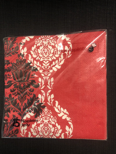 Lunch Napkins 15pk - Red, Black and White image 0