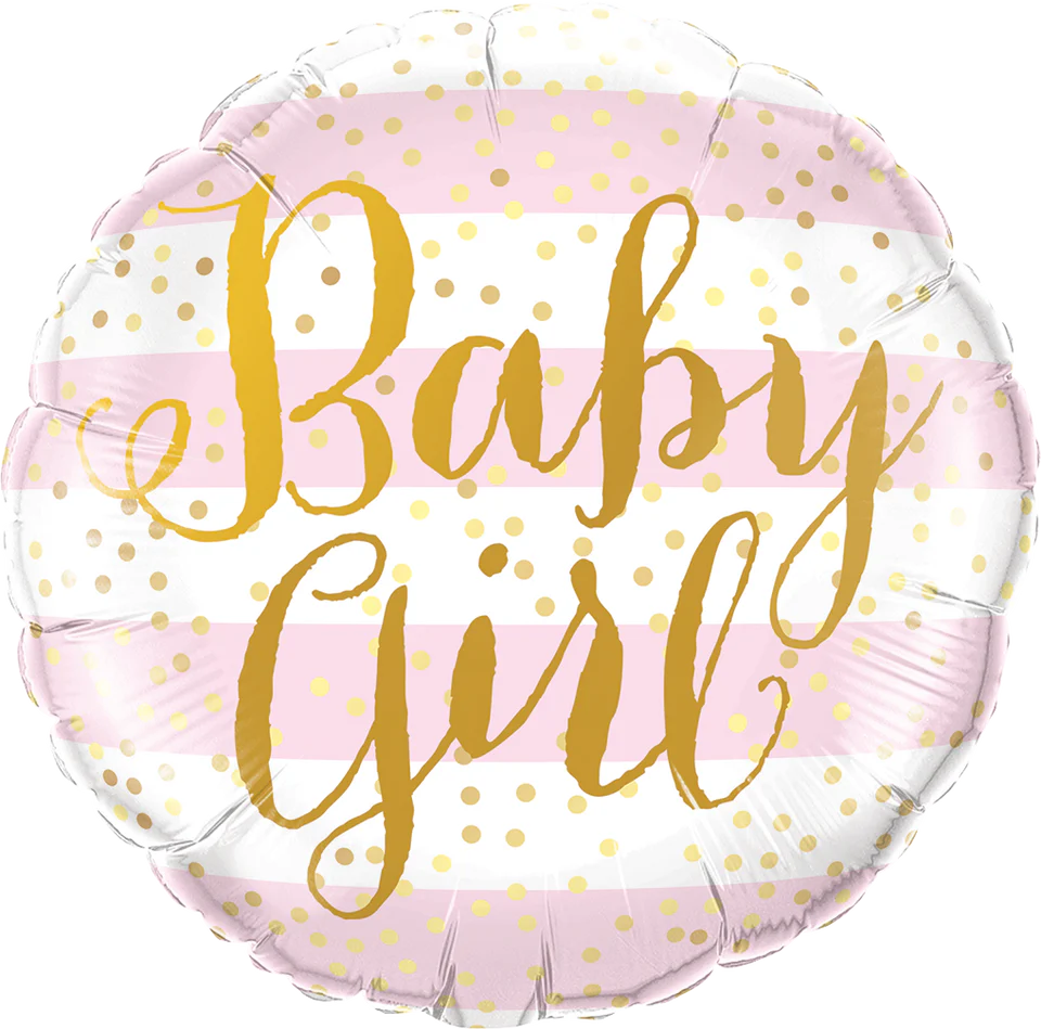 18" Foil Balloon Baby Girl Stripes