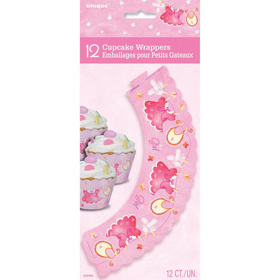 Pink Clothesline Baby Shower Cupcake Wrappers (12)