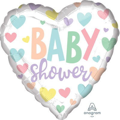 Foil Balloon 18" Pastel Baby Shower Hearts