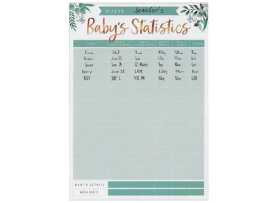 Baby Shower Game - Guess Baby's Statistics