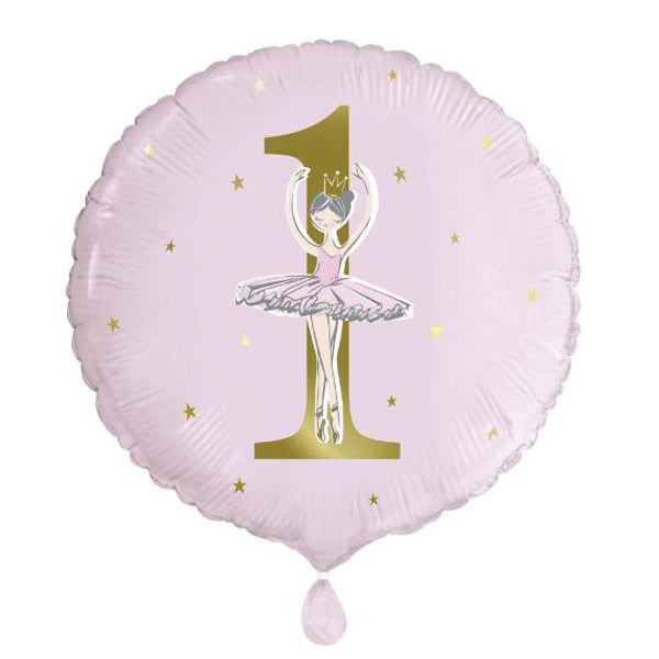 1st Birthday Pink Ballet Dancer Foil Balloon 45cm