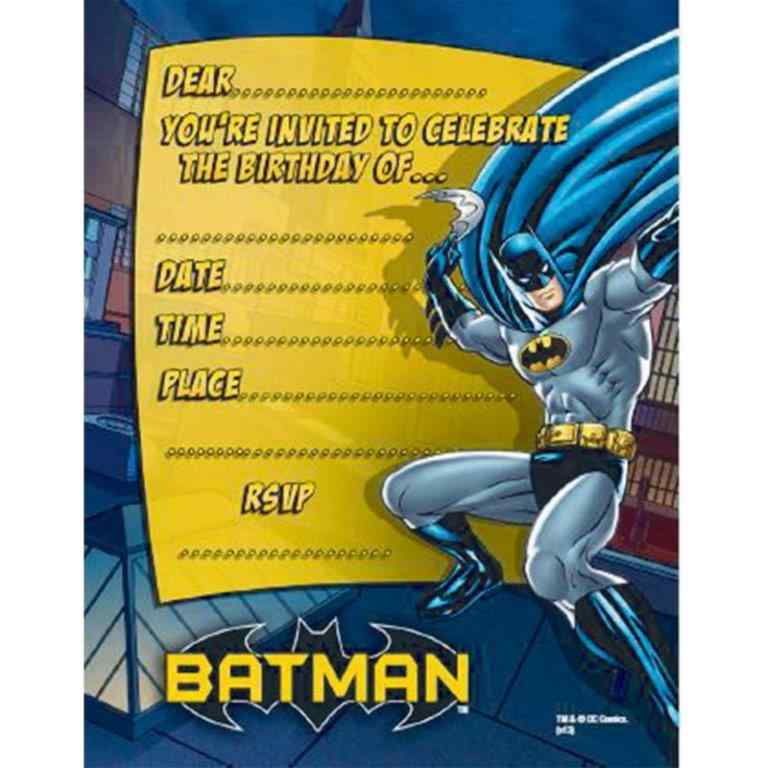 Batman Party Invitations 8pk