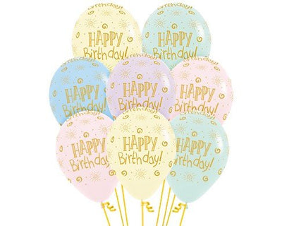 Pastel Happy Birthday Balloons - 12pk image 0