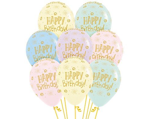 Pastel Happy Birthday Balloons - 12pk image 0