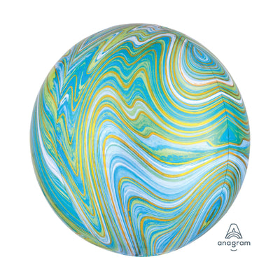 Balloon Orbz 16" Blue Green Marble image 0