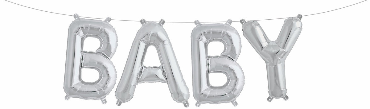 Foil Balloon Banner Silver "BABY" *air fill only image 0