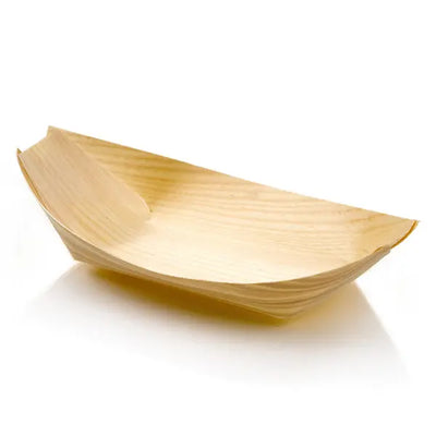 Wooden Biodegradable Boat Dish Large 10pcs