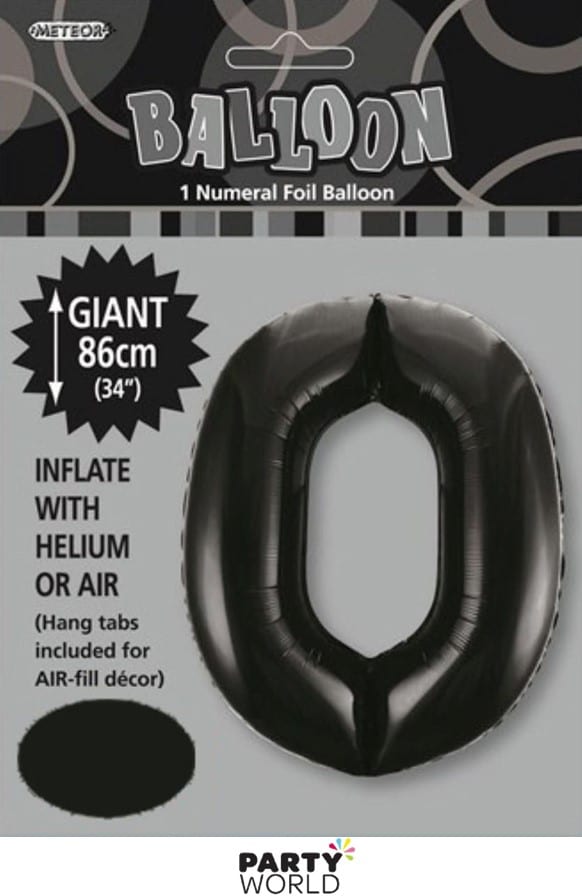 Black foil number 1 balloon, 86cm, styled as a monochrome party backdrop feature