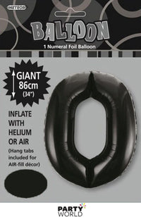 Black foil number 1 balloon, 86cm, styled as a monochrome party backdrop feature