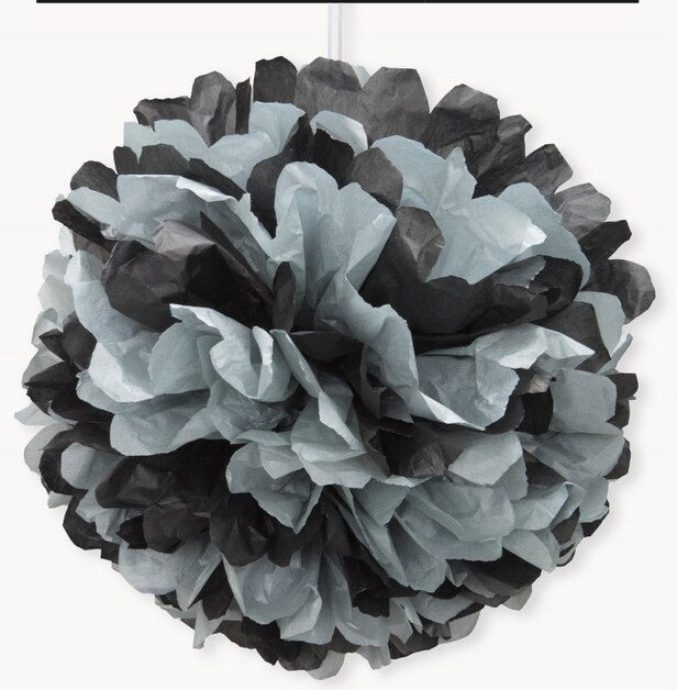 Puff Ball Black and Silver - 1pk