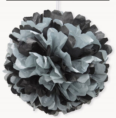 Puff Ball Black and Silver - 1pk