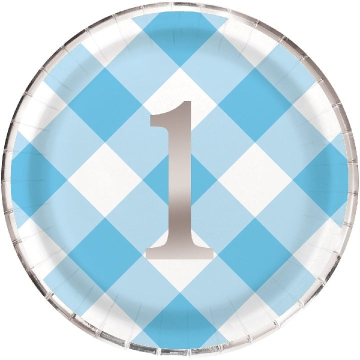 Blue and Silver 1st Birthday Paper Plates 9in (8pk)