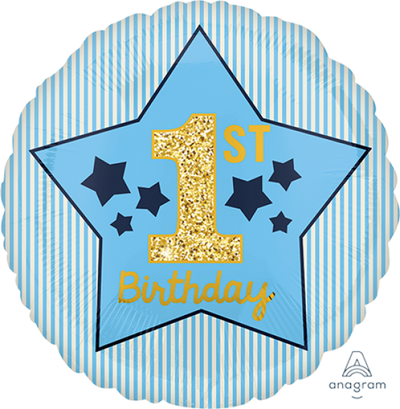 Blue 1st Birthday Foil Balloon