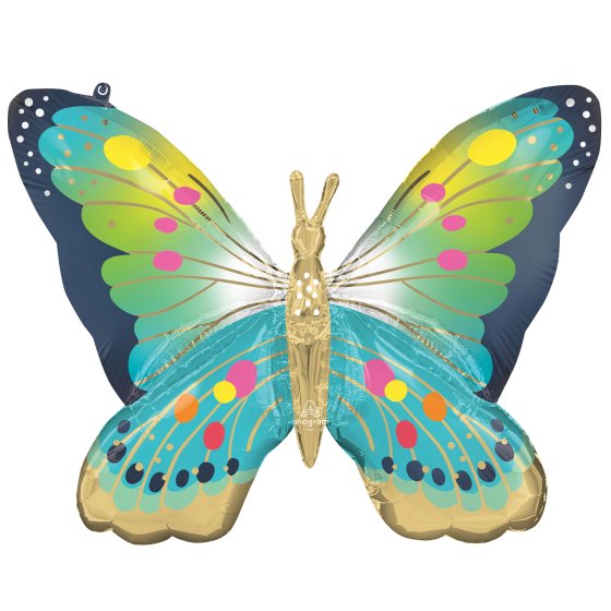 Butterfly Foil Balloon Blue 76cm