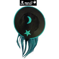 Child Witch Hat With Hair - Blue