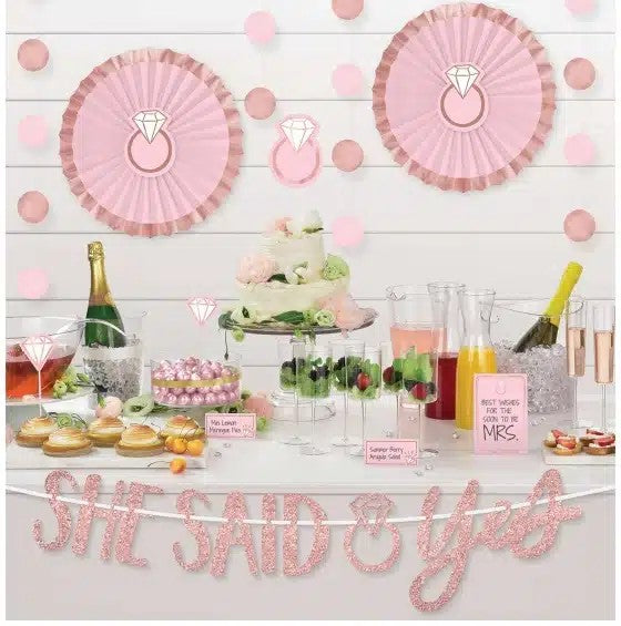 Pink and Rose Gold Bridal Shower Treat Table Decorating Kit