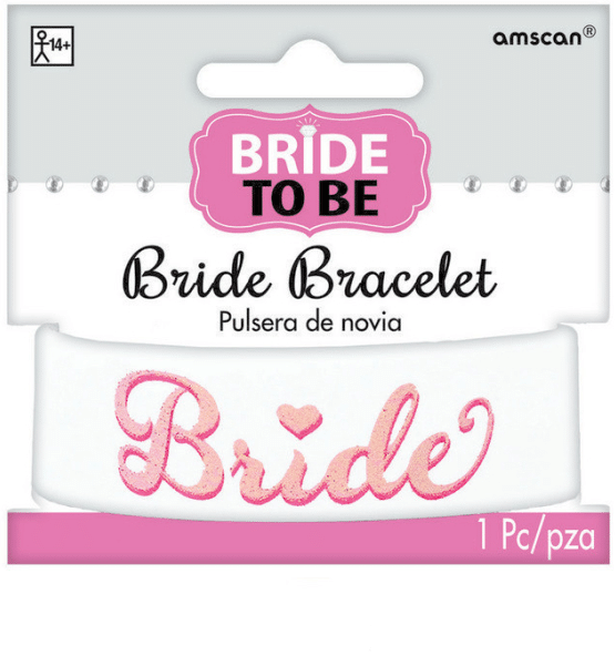 Bride Silicone Wristband/Bracelet White & Pink