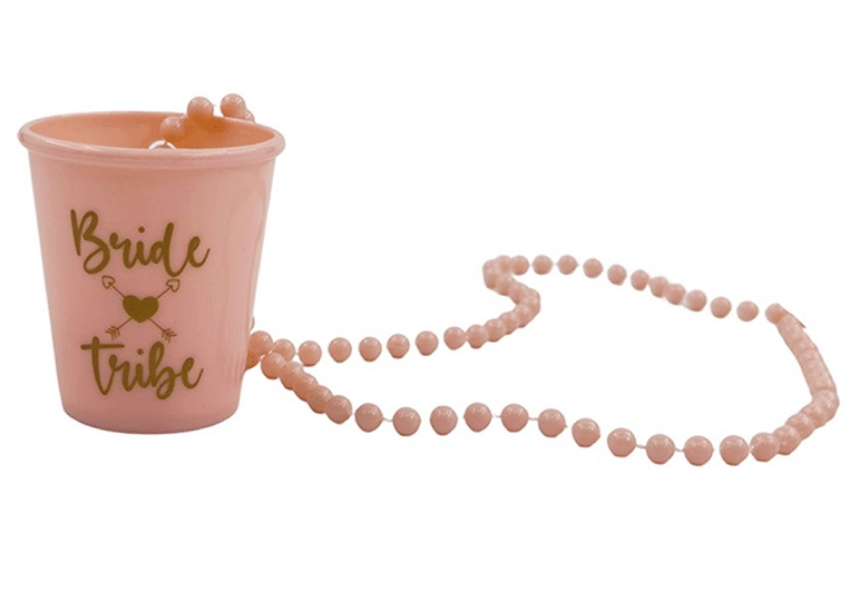 Peach Hens Party Bride Tribe Shot Glass on a Bead Necklace