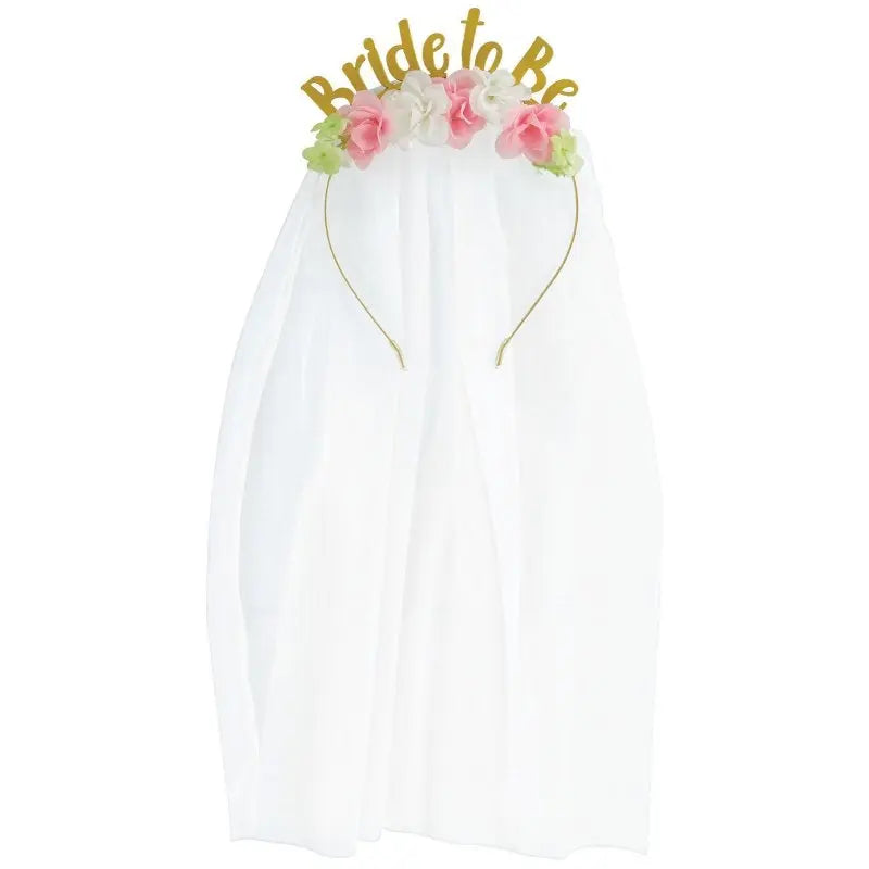 Bride To Be Floral Headband with Veil