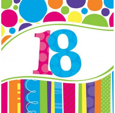 Rainbow 18th Napkins 16 pack