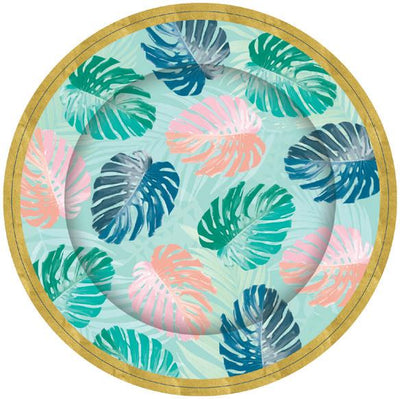Tropical Leaf Paper Plates 8pk image 0