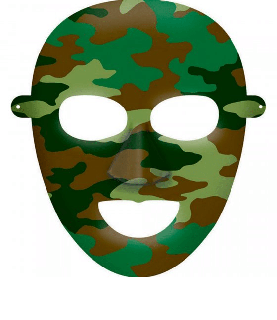 Camouflage Army Party Paper Masks 8pk