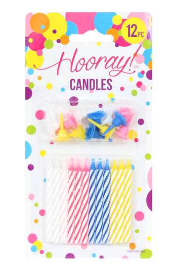 Assorted Candles with Holders - 12pk
