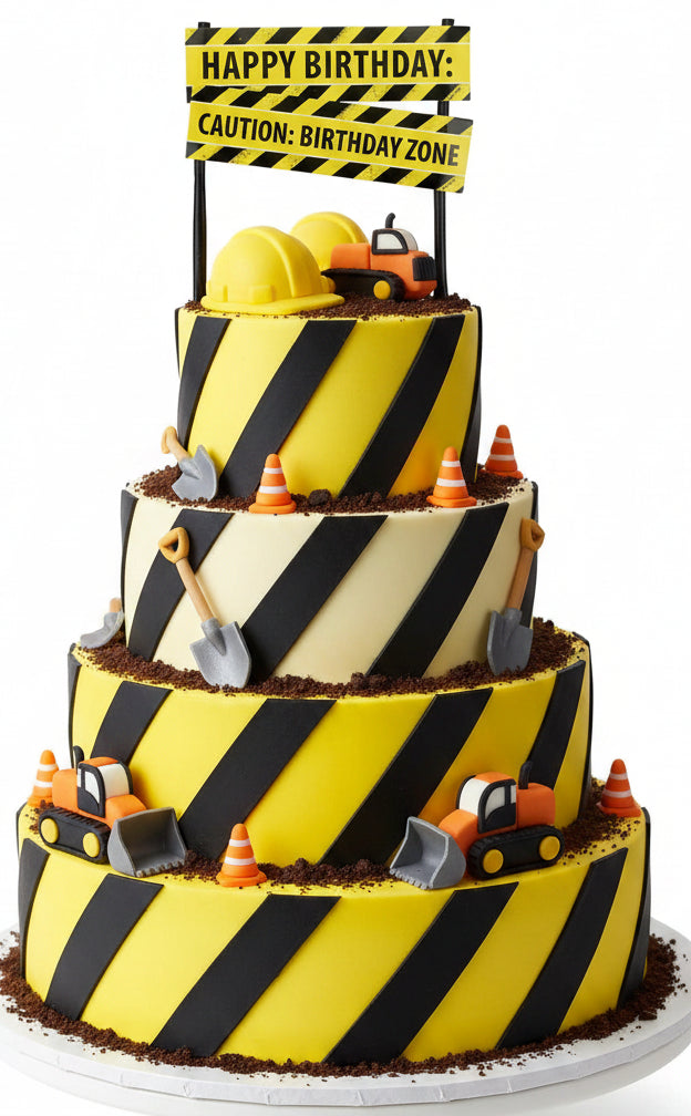 Happy Birthday Construction Cake Topper