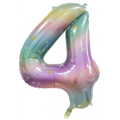 Foil Balloon Number Rainbow "4" image 0