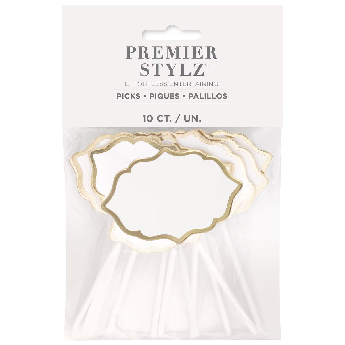 10 Charcuterie Picks with Gold Foil Trim 12cm