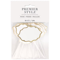 10 Charcuterie Picks with Gold Foil Trim 12cm