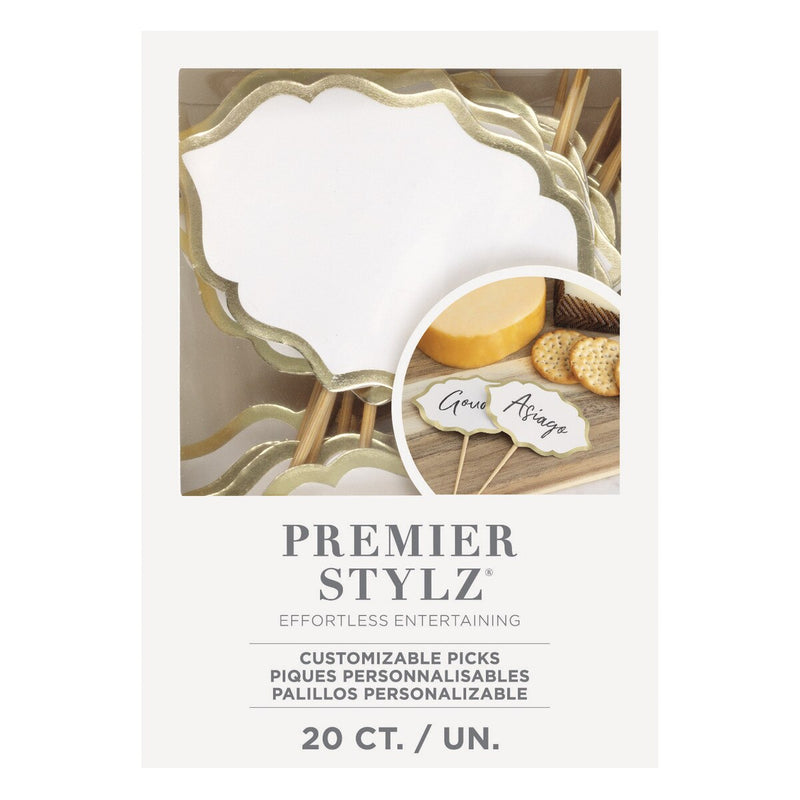 20 Charcuterie Picks with Gold Foil Trim 12cm